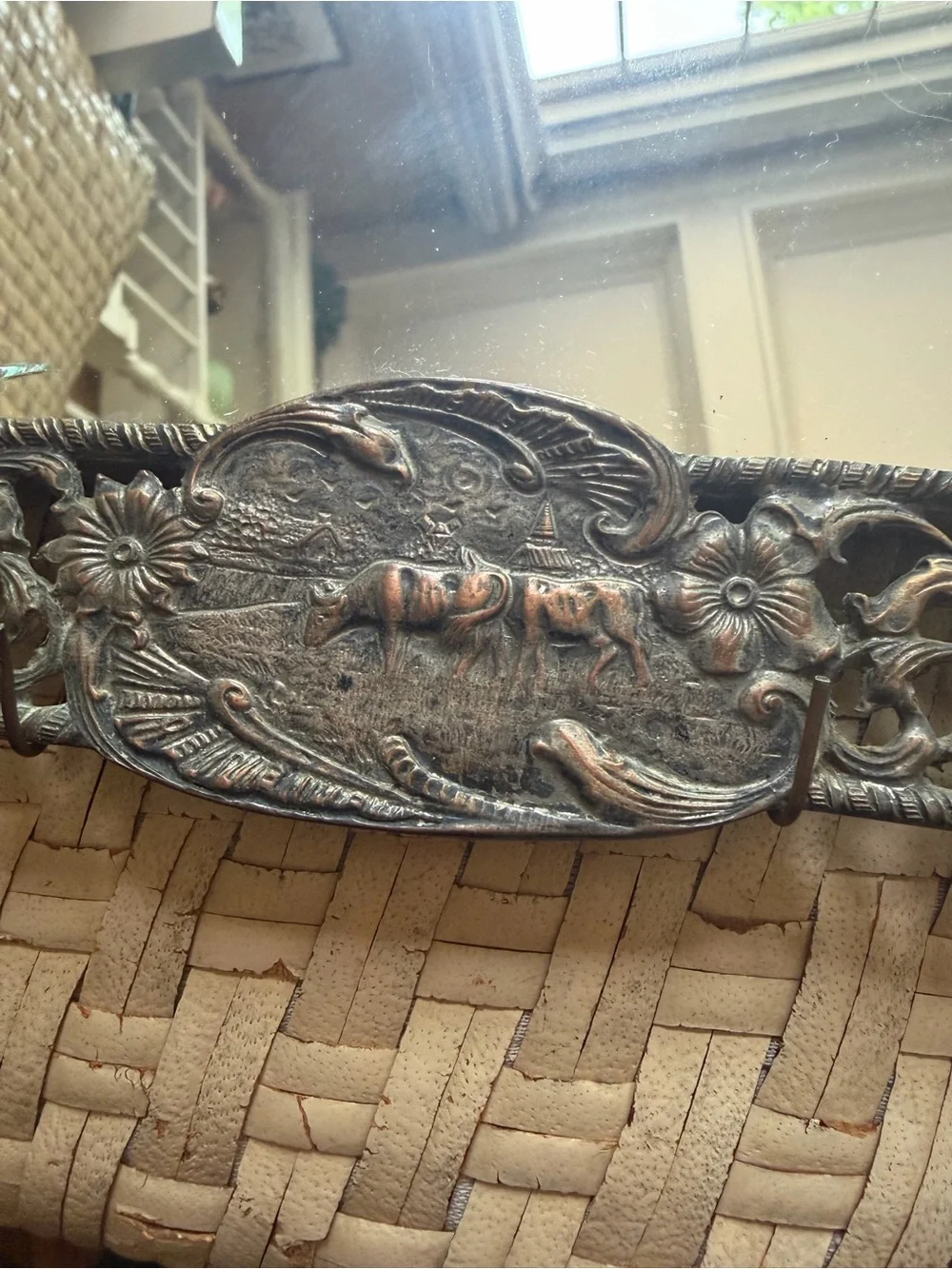 Ornate Antique Frame Copper Wash Art Bronze Decorative Wall Mirror